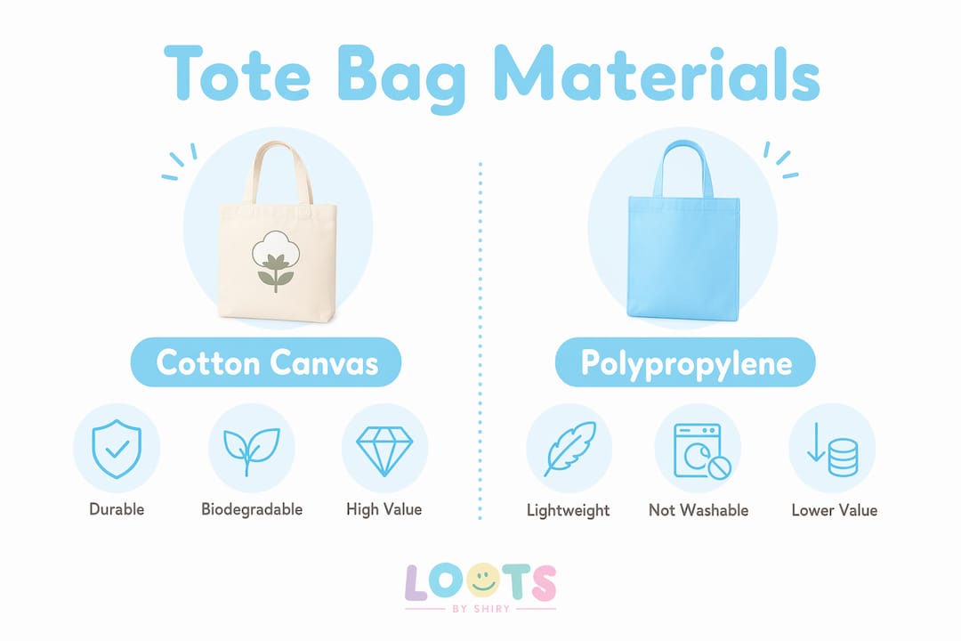 Comparison of cotton canvas and polypropylene tote bag materials