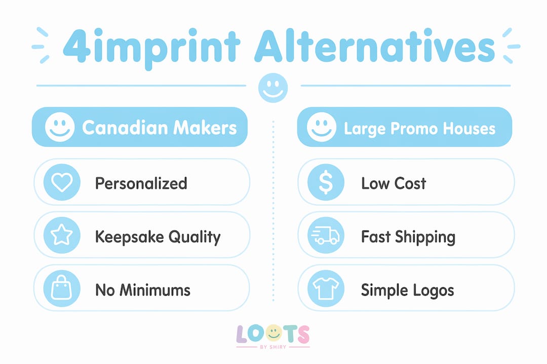 Infographic comparing Canadian makers and large promo houses