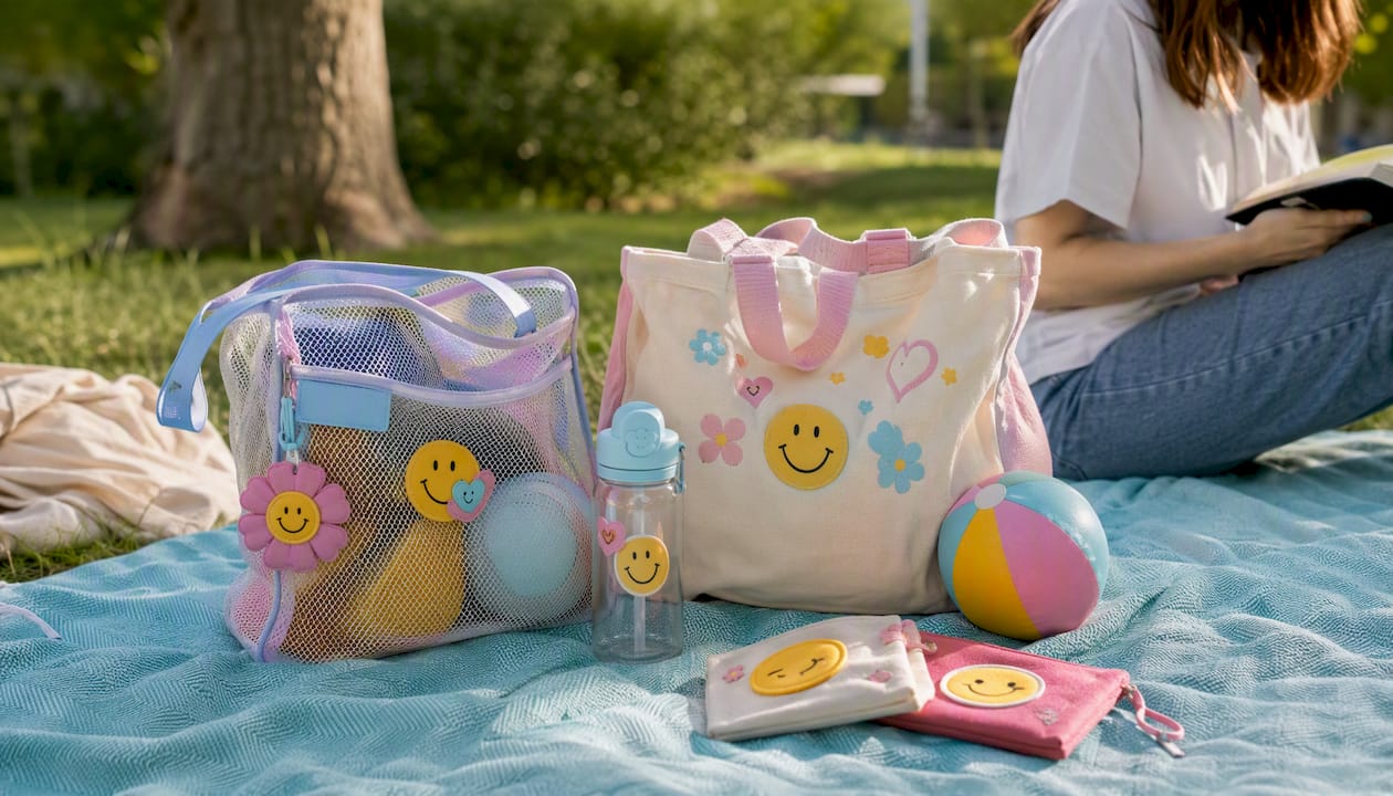 Personalized reusable mesh and cotton sports bags